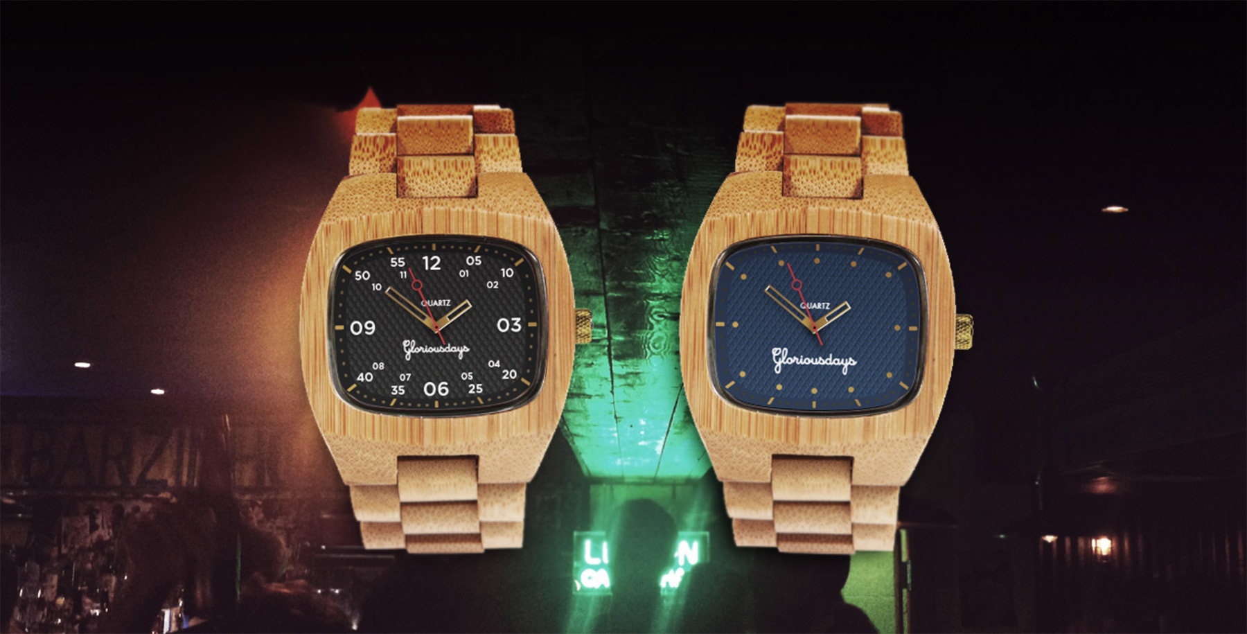 Catalina and Clipper retro bamboo watches