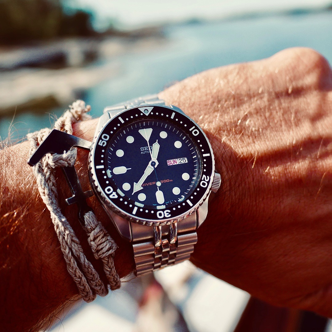 Seiko SKX007 on a boat